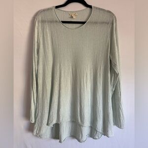 Eileen Fisher Organic Linen Blend Top Long Sleeve Shirt Lightweight Size S/P